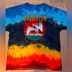 Led Zeppelin Tie Dye Short Sleeve T-Shirt U.S. TOUR 1975 Men’s XL RETRO BAND TEE